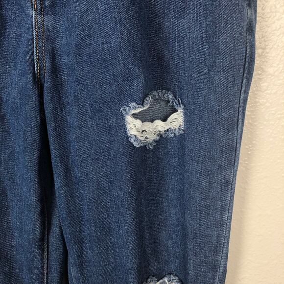 Forever 21 Distressed Paperbag Paper Bag Blue High Waisted Jeans Torn - Picture 3 of 10